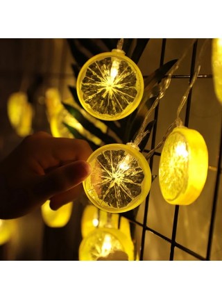 Новогодняя LED гирлянда Лимоны 7 м, 20 штук, переходник
